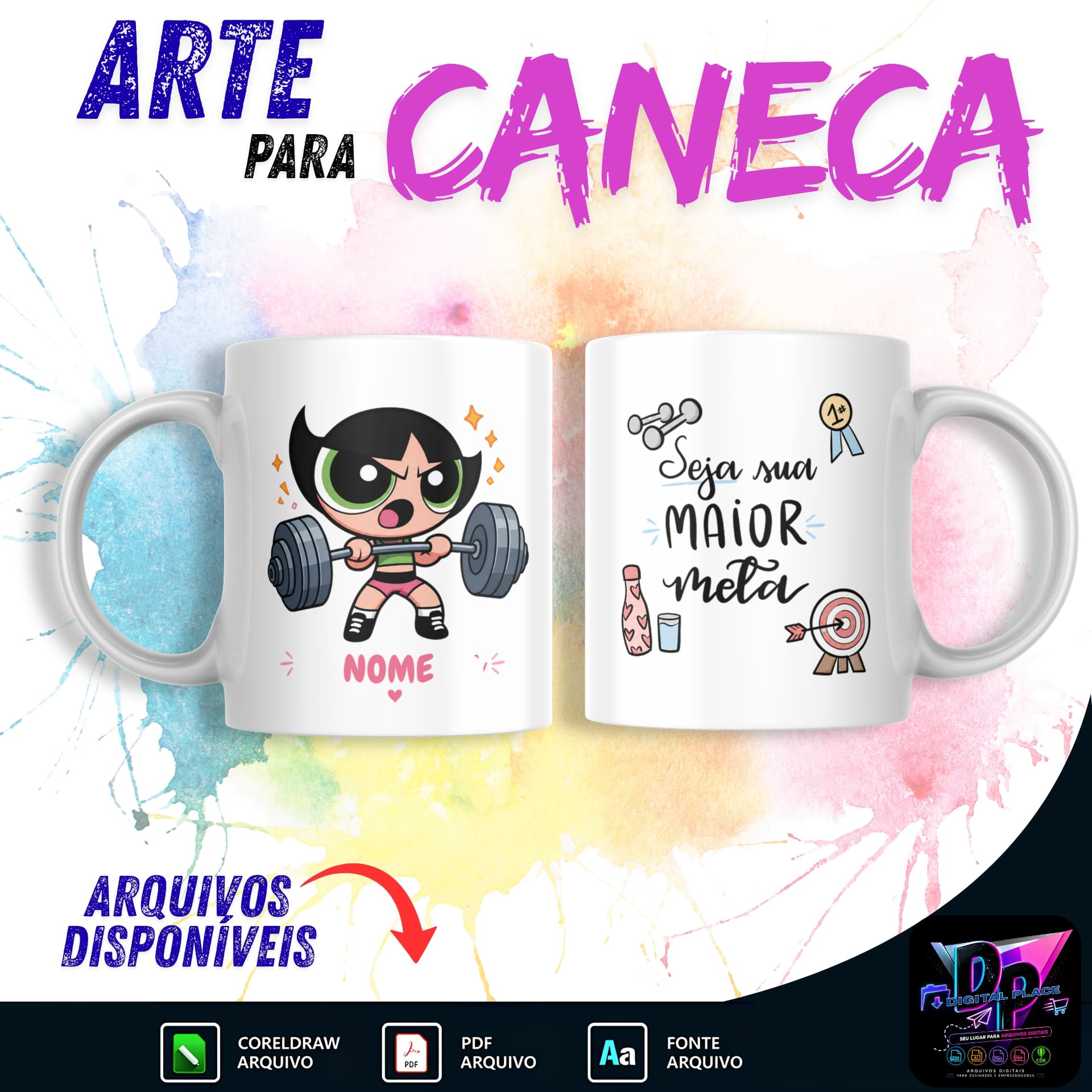 Arte para Caneca – Fitness "Seja Sua Maior Meta"