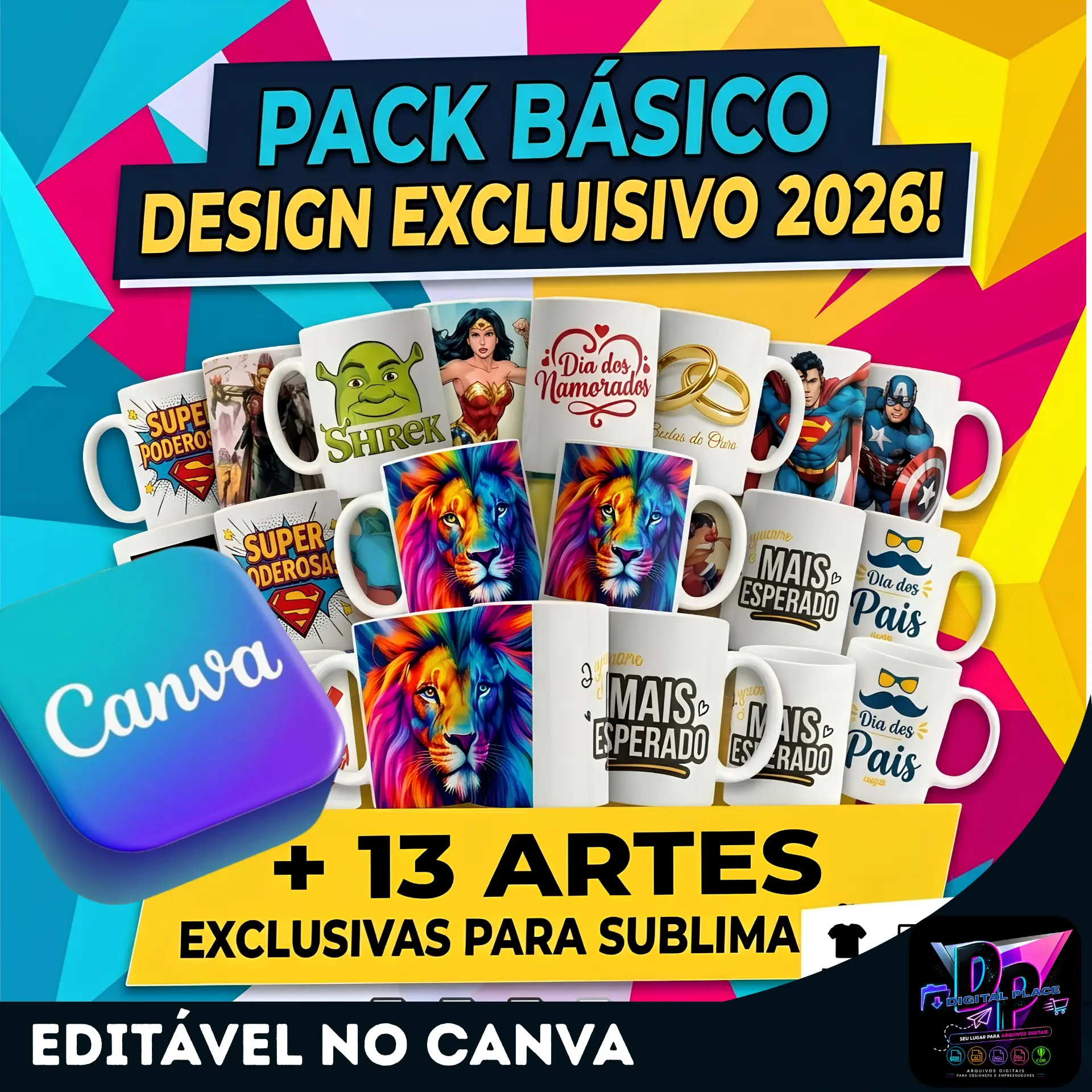 Pack Básico Canva – 13 Artes para Caneca